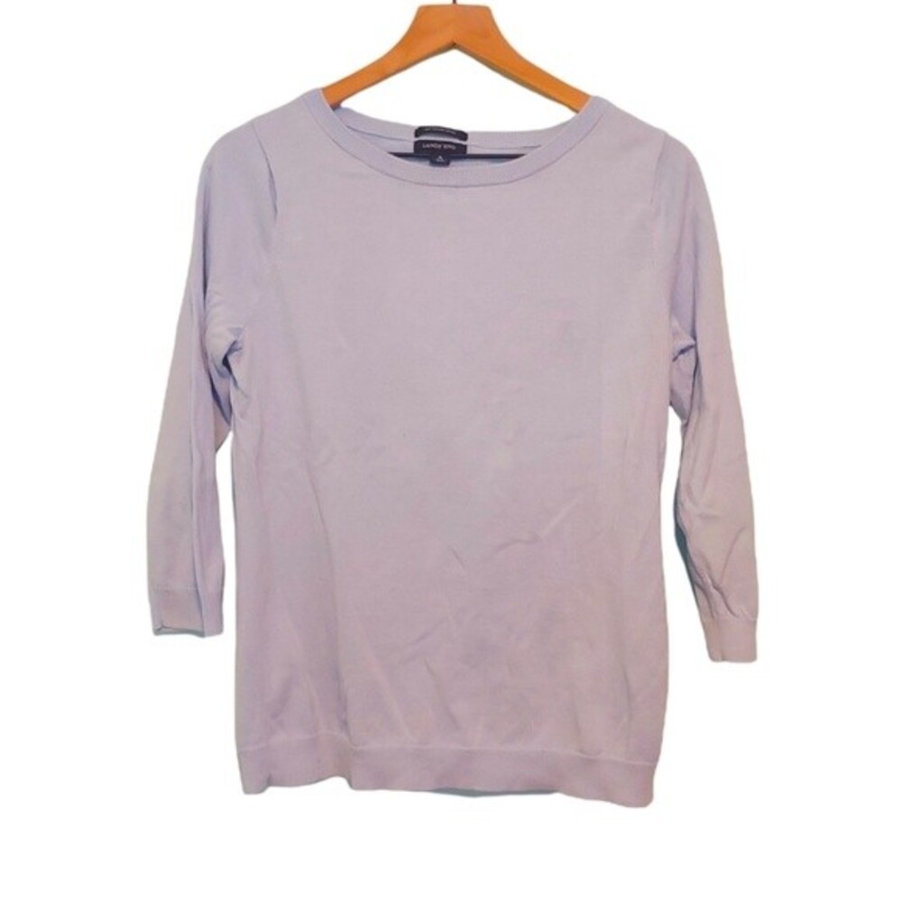 Lands' End 100% Supima Cotton Light Blue Pullover Sweater Size Small